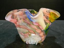 Vintage Hand Blown Murano Fratelli Tutti Fruitti Ribbon Bowl 3.18x5x5 Excel
