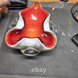 Vintage Hand Blown Murano Glass Basket Rare