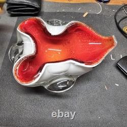 Vintage Hand Blown Murano Glass Basket Rare