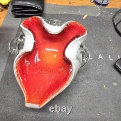 Vintage Hand Blown Murano Glass Basket Rare