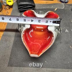 Vintage Hand Blown Murano Glass Basket Rare