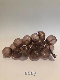 Vintage Hand Blown Murano Glass Grape Cluster With Gold Leaf