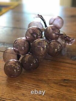 Vintage Hand Blown Murano Glass Grape Cluster With Gold Leaf