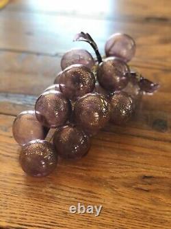 Vintage Hand Blown Murano Glass Grape Cluster With Gold Leaf