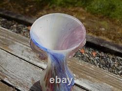 Vintage Hand Blown Murano Glass Millefiori Applied Handle Vase Made in Itay