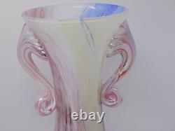 Vintage Hand Blown Murano Glass Millefiori Applied Handle Vase Made in Itay