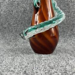 Vintage Hand Blown Murano Glass Sculpture Orange/Teal 20