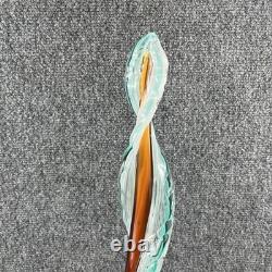 Vintage Hand Blown Murano Glass Sculpture Orange/Teal 20