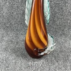 Vintage Hand Blown Murano Glass Sculpture Orange/Teal 20
