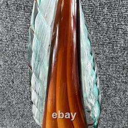 Vintage Hand Blown Murano Glass Sculpture Orange/Teal 20