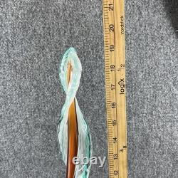 Vintage Hand Blown Murano Glass Sculpture Orange/Teal 20