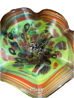 Vintage Hand Blown Murano Millefiori Art Glass Centerpiece Pedestal Bowl 16