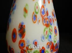Vintage Hand Blown Murano Milleflori White Art Glass Vase 10.5 x 5 Excellent