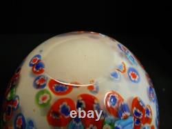 Vintage Hand Blown Murano Milleflori White Art Glass Vase 10.5 x 5 Excellent