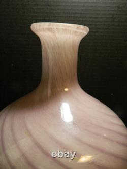 Vintage Hand Blown Murano Multi Color Swirl Feathered Pattern Bottle Vase 13.25