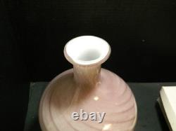 Vintage Hand Blown Murano Multi Color Swirl Feathered Pattern Bottle Vase 13.25