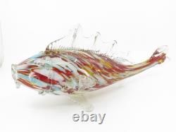 Vintage Hand Blown Murano Multi-Coloured Glass Fish Sculpture 15 Long x 7 Tall