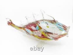 Vintage Hand Blown Murano Multi-Coloured Glass Fish Sculpture 15 Long x 7 Tall