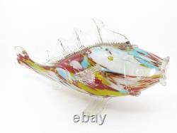 Vintage Hand Blown Murano Multi-Coloured Glass Fish Sculpture 15 Long x 7 Tall