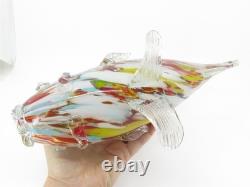Vintage Hand Blown Murano Multi-Coloured Glass Fish Sculpture 15 Long x 7 Tall