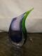 Vintage Hand-Blown Murano Sommerso Blue/ Purple and Green Art Glass Vase