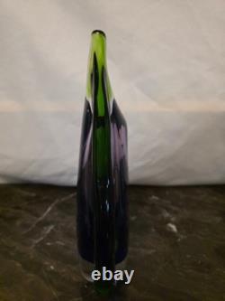 Vintage Hand-Blown Murano Sommerso Blue/ Purple and Green Art Glass Vase