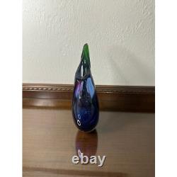 Vintage Hand-Blown Murano Sommerso Blue, Purple and Green Art Glass Vase
