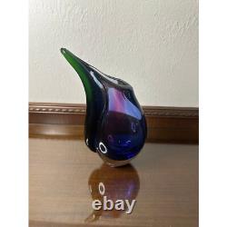Vintage Hand-Blown Murano Sommerso Blue, Purple and Green Art Glass Vase