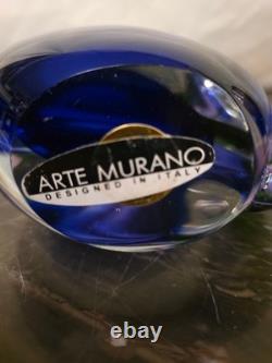 Vintage Hand-Blown Murano Sommerso Blue/ Purple and Green Art Glass Vase