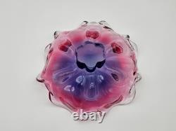 Vintage Hand-Blown Murano-Style Art Glass Centerpiece Bowl Pink & Purple