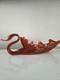 Vintage Hand-Blown Murano Style Art Glass Swan Bowl Red Orange Amber 17 MCM