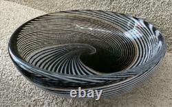 Vintage Hand-Blown Murano-Style Glass Ashtray with Gold Aventurine Swirl