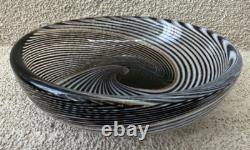 Vintage Hand-Blown Murano-Style Glass Ashtray with Gold Aventurine Swirl