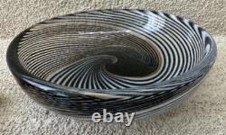 Vintage Hand-Blown Murano-Style Glass Ashtray with Gold Aventurine Swirl