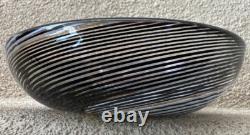 Vintage Hand-Blown Murano-Style Glass Ashtray with Gold Aventurine Swirl
