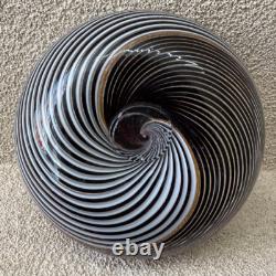 Vintage Hand-Blown Murano-Style Glass Ashtray with Gold Aventurine Swirl