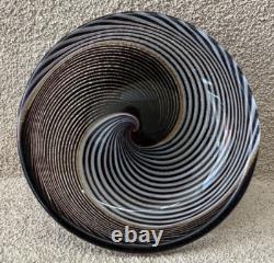 Vintage Hand-Blown Murano-Style Glass Ashtray with Gold Aventurine Swirl