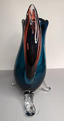 Vintage Hand Blown Murano Style Heavy Glass 12 Vase Signed Hartley 1992