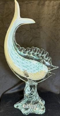 Vintage Hand Blown Murano Venezia Tropical Fish Art Glass Sculpture Made Italy