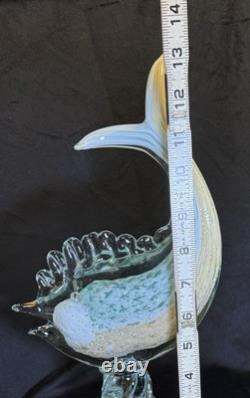 Vintage Hand Blown Murano Venezia Tropical Fish Art Glass Sculpture Made Italy