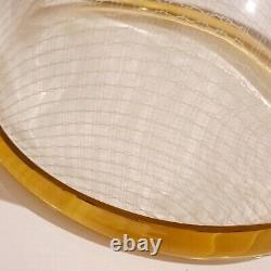 Vintage Hand Blown Reticello Murano Glass Vessel With Gold Accent