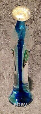 Vintage Hand Blown Sommerso Murano Art Glass Madonna Figurine Gold Dust