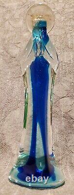 Vintage Hand Blown Sommerso Murano Art Glass Madonna Figurine Gold Dust