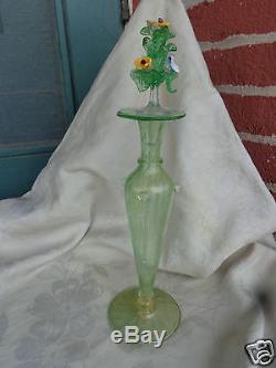 Vintage Hand Blown Venetian Murano Art Glass Floral Perfume Cologne Bottle