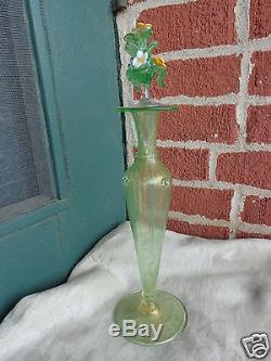 Vintage Hand Blown Venetian Murano Art Glass Floral Perfume Cologne Bottle