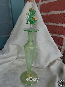 Vintage Hand Blown Venetian Murano Art Glass Floral Perfume Cologne Bottle