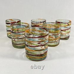 Vintage Hand-blown Margaritaville Etched Tumbler Glasses Rare Murano Glass