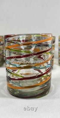 Vintage Hand-blown Margaritaville Etched Tumbler Glasses Rare Murano Glass