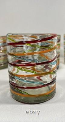 Vintage Hand-blown Margaritaville Etched Tumbler Glasses Rare Murano Glass