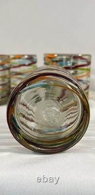 Vintage Hand-blown Margaritaville Etched Tumbler Glasses Rare Murano Glass